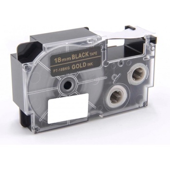 Pro Casio Съвместима лента с Casio XR-18BKG 18mm x 8m златен печат / черен фон (XR18BKG)