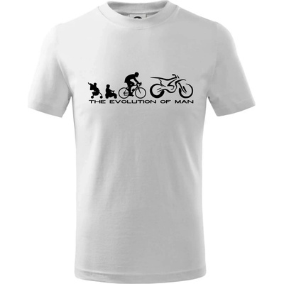 Evolution of man Enduro tričko dětské bavlněné bílá