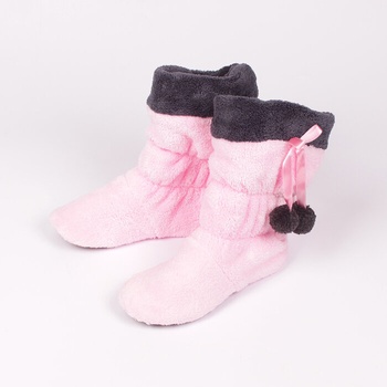 Детски пантофи ботушче в розово и сиво от софт