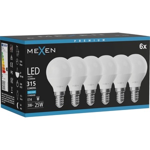 Mexen Nova 6x LED крушка E14, G45, 3W, Студена - 6500K, 315 lm - L101-E14-0365-01x06 (L101-E14-0365-01x06)
