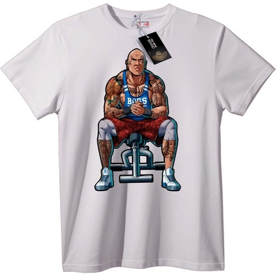 NOONEBRAND Тениска Бос фитнес мускули - 2XL, White