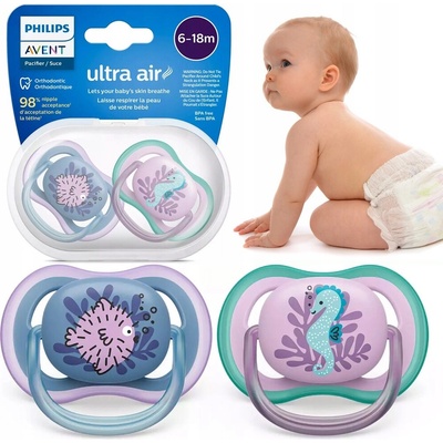 Avent Philips šidítko Ultra air Obrázek 2ks ružová