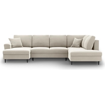 Cosmopolitan Design Бежов кадифен разтегателен ъглов диван с място за съхранение (десен ъгъл/U форма) Kyoto - Cosmopolitan Design (COS_URF_2_F1_KYOTO1)