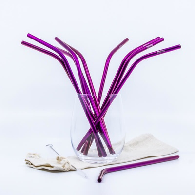 Lily & Glory Purpurová kovová slamka zahnutá SK.ZAH.PP 1ks