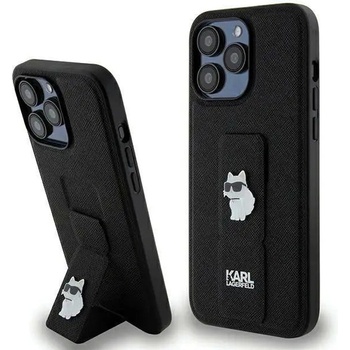 KARL LAGERFELD Кейс Karl Lagerfeld Gripstand Saffiano Choupette Pins за iPhone 13 Pro Max, черен (KF001910-0)