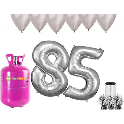 HeliumKing Helium párty set na 85. narozeniny se stříbrnými balónky