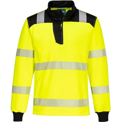 Portwest hi-vis pw326 / Светлоотразителен суитшърт, 1/4 цип - hv жълто/черно s (pw326ybrs)