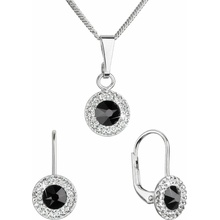 Evolution Group sada šperkov s kryštálmi Swarovski náušnice a prívesok čierne guľaté 39109.3 jet