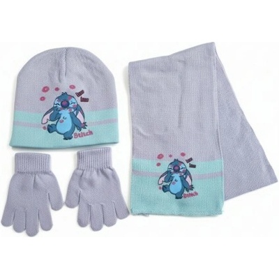 Sun City Detský zimný set čiapky, šál, rukavice Lilo & Stitch fialový