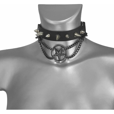 Leather & steel fashion Чокър за врата (ремък за обувки) ДЯВОЛСКАТА ЦЕЛУВКА БАФОМЕТ - lsf3 27