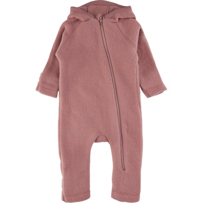 Merino overal na zips s uškami ružový Burlwood Mikk Line