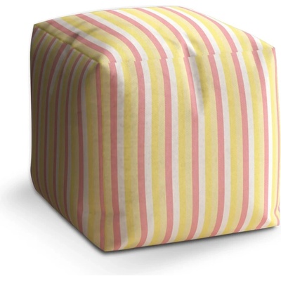 Sablio Taburet cube Žlutorůžové pruhy: 60x60x60 cm