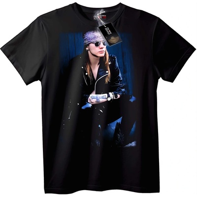 NOONEBRAND AXL ROSE GUNS ROSES Тениска Рок звезда с бандана - L, Black