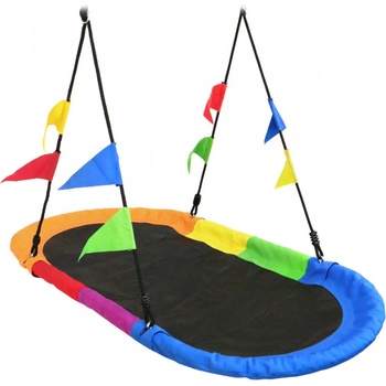 Piccolino detská hojdačka oval Rainbow s vlajkami