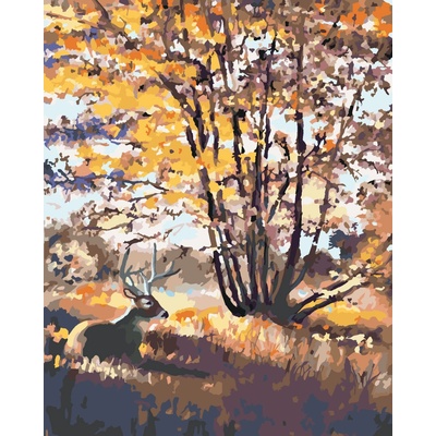 ZUTY Malování podle čísel JELEN U STROMU D RUSTY RUST Rozměr 40 x 50 cm Rámování vypnuté plátno na rám