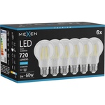 Mexen Vintis 6x LED филaмент крушка E27, A60, 6W, Студена - 6500K, 720 lm, прозрачна (L150-E27-0665-00x06)