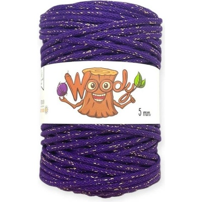Woody Crafts Woody 5 mm – Vánoční fialová se zlatou nitkou (50m)
