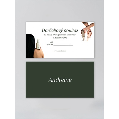 Andreine-Darčekový poukaz na produkty | Fyzická karta