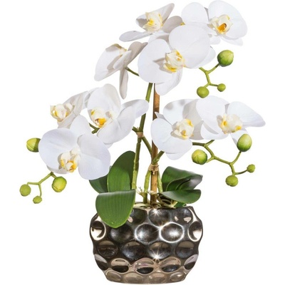 Gasper Umělá orchidej v oválné váze, 30 cm, bílá