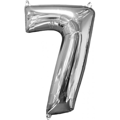 Nafukovací balón 86cm číslo 7 strieborný