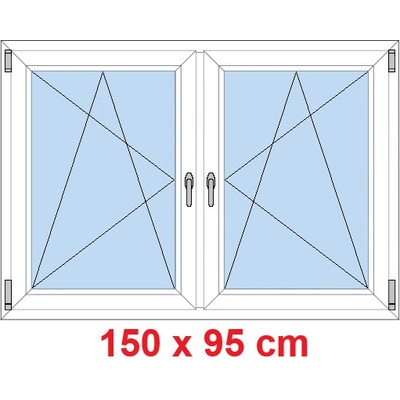 Soft Dvoukřídlé plastové okno 150x95 cm OS+OS se sloupkem Bílá