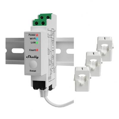 Shelly Pro 3EM + 3x 120A svorky - měření spotřeby (LAN, WiFi, Bluetooth)