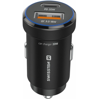 Swissten 2011190 USB-C PD + USB-A 20W + USB-C 1m černý
