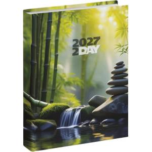 REALSYSTEM Джобен календар REALSYSTEM 2 Day B/6, двудневен, вертикален, бял, плосък, Tropical 2027 (5441-67)
