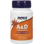 NOW Хранителна добавка с 10000 IU витамин А и 400 IU витамин D, Now Foods A&D Multivitamin for Bone Health 100 softgels