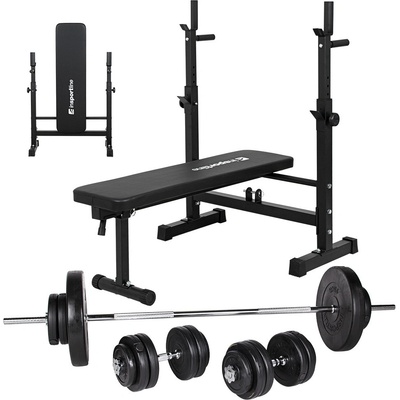 Insportline Nakládací činkový set s lavicí CEM 180+40 cm/30 mm 5-75kg – Zboží Mobilmania