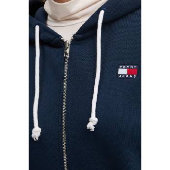 Tommy Hilfiger Памучен суичър Tommy Jeans в тъмносиньо с качулка с изчистен дизайн DW0DW19932 (DW0DW19932)