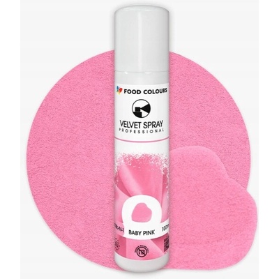 Food Colours ZAMATOVÝ sprej potravinářské barvivo VELVET SPRAY baby pink růžová 100 ml