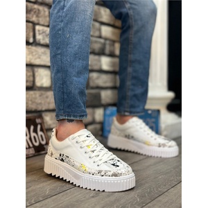 BOA Shoes Мъжки спортни обувки с връзки ba0801 - Бели с Жълт #407108 (407108_Бяло)