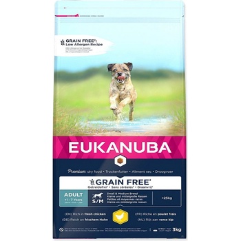 Eukanuba Grain Free Adult Small Medium Breed Chicken 3 kg