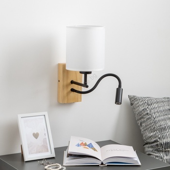 Brilagi - LED Аплик NUBILA WOOD 1xE27/25W/230V + LED/3W дъб/бял (BG1564S)