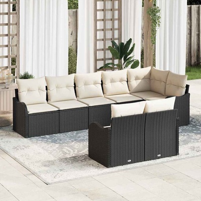vidaXL Градински Софа Комплект 8 pcs Черно полиратан (3345747)
