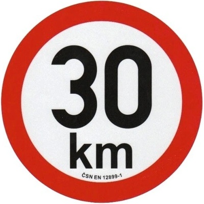 Samolepka konstrukční rychlosti 30 km, reflexní, průměr 20 cm, s normou ČSN EN 12899-1