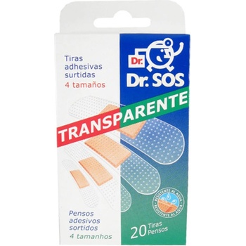 Dr.SOS náplasti Transparent.voděodolná elastická mix 20 ks