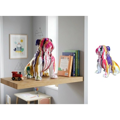 Buldog moderná socha s pop art farebným dizajnom – bytová dekorácia – 45 cm