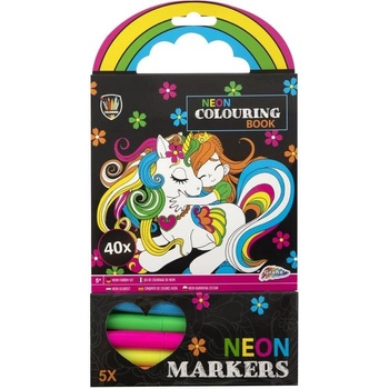 Moxy Книжка за оцветяване Еднорог, неон, с 5 маркера, 40 лис (6605330044)