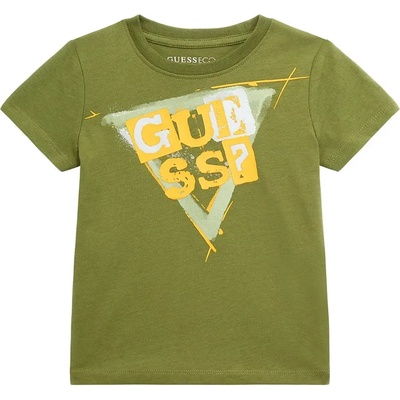 GUESS Зелена тениска с къс ръкав с лого на марката в жълто Guess аз мини момче