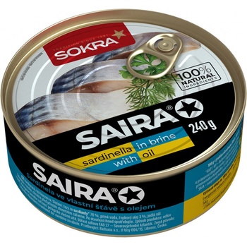 Sokra Saira sardinky vo vlastnej šťave s prídavkom oleja 240g