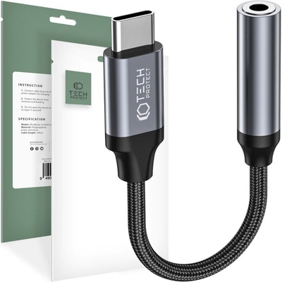 Tech-Protect USB-C / mini Jack 3,5mm 12cm černý AC-005