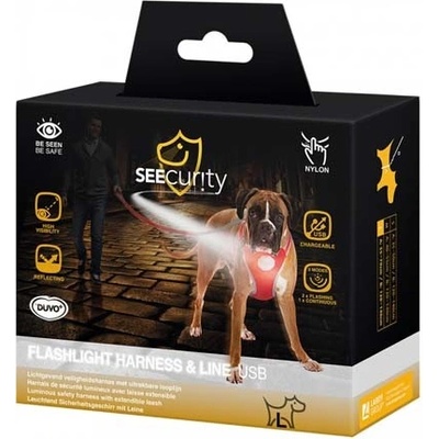 DUVO+ reflexné vodítko s nabíjateľným Led svietiacím postrojom