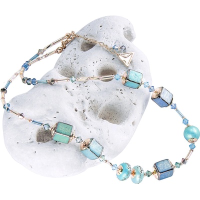 Lampglas Elegantní turquoise beauty z perel NCU51
