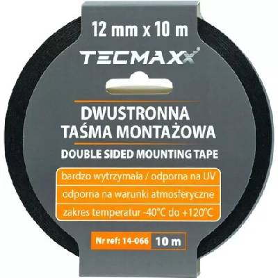 Tecmaxx Obojstranná montážna páska PE 12 mm x 10 m čierna