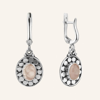 SilveAmo Visiace strieborné náušnice s ruženínom Rosara CKPK5004