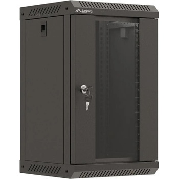 Lanberg Комуникационен шкаф, Lanberg rack cabinet 10" wall-mount 9U/300x300 (flat pack) with glass door black (WF11-3309-10B)
