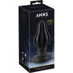 Anos - оребрен мек анален разширител - 7 см (черен) - lovesexshop