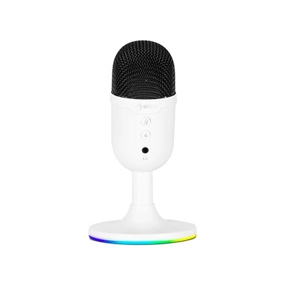 Marvo, herný/streamovací mikrofón, MIC-06, biela, RGB podsvietenie, vstup pre slúchadlá MIC-06 WH
